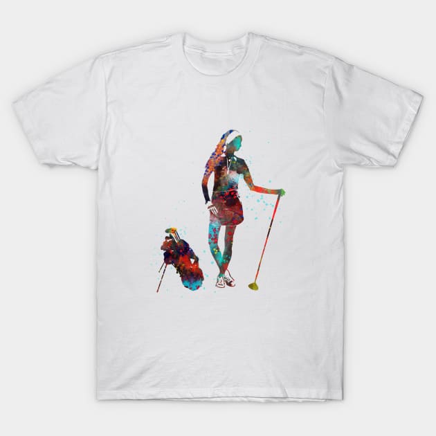 Girl golfer T-Shirt by RosaliArt